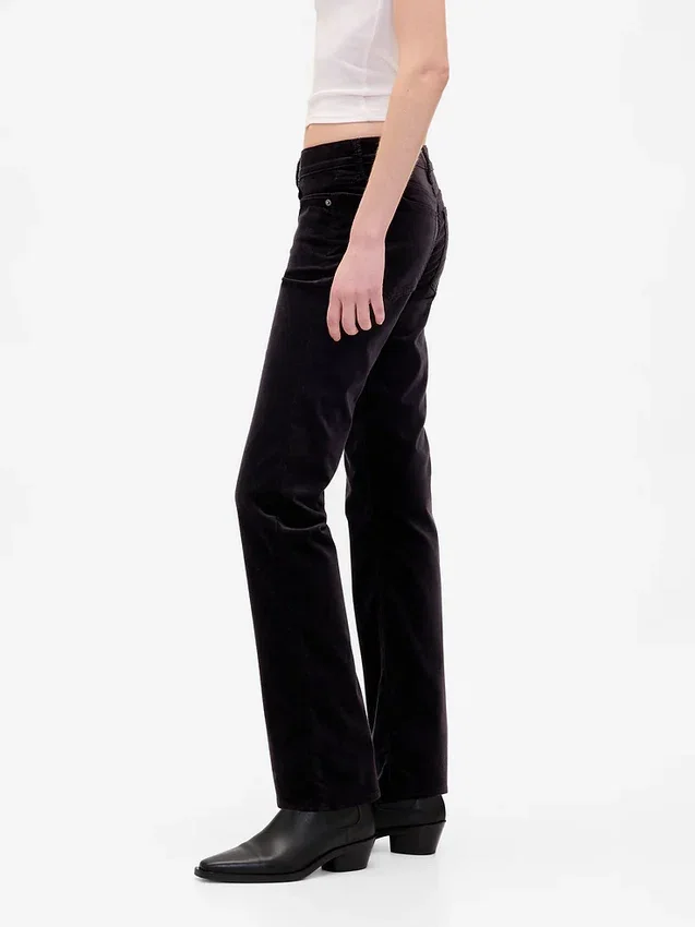 Slim-Straight-Hose aus Samt im 90er-Jahre-Stil mit niedriger Leibhöhe