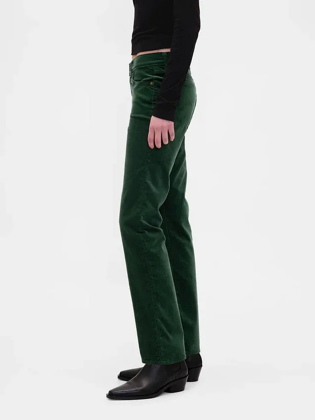 Slim-Straight-Hose aus Samt im 90er-Jahre-Stil mit niedriger Leibhöhe