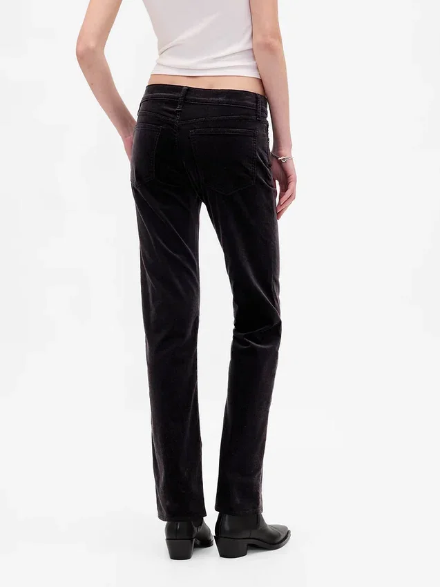 Slim-Straight-Hose aus Samt im 90er-Jahre-Stil mit niedriger Leibhöhe