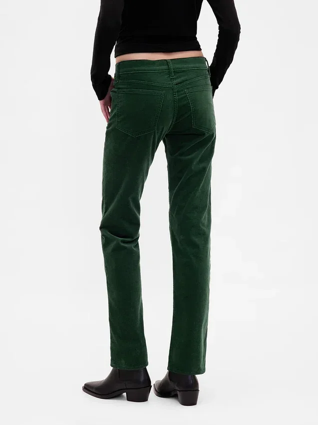 Slim-Straight-Hose aus Samt im 90er-Jahre-Stil mit niedriger Leibhöhe