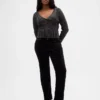 Slim-Straight-Hose aus Samt im 90er-Jahre-Stil mit niedriger Leibhöhe