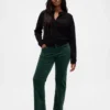 Slim-Straight-Hose aus Samt im 90er-Jahre-Stil mit niedriger Leibhöhe