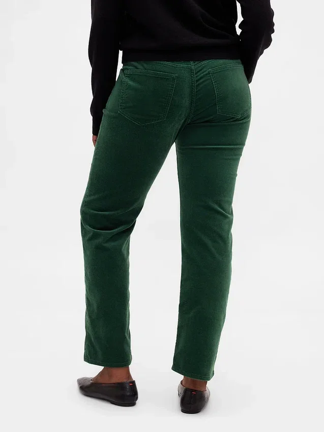Slim-Straight-Hose aus Samt im 90er-Jahre-Stil mit niedriger Leibhöhe