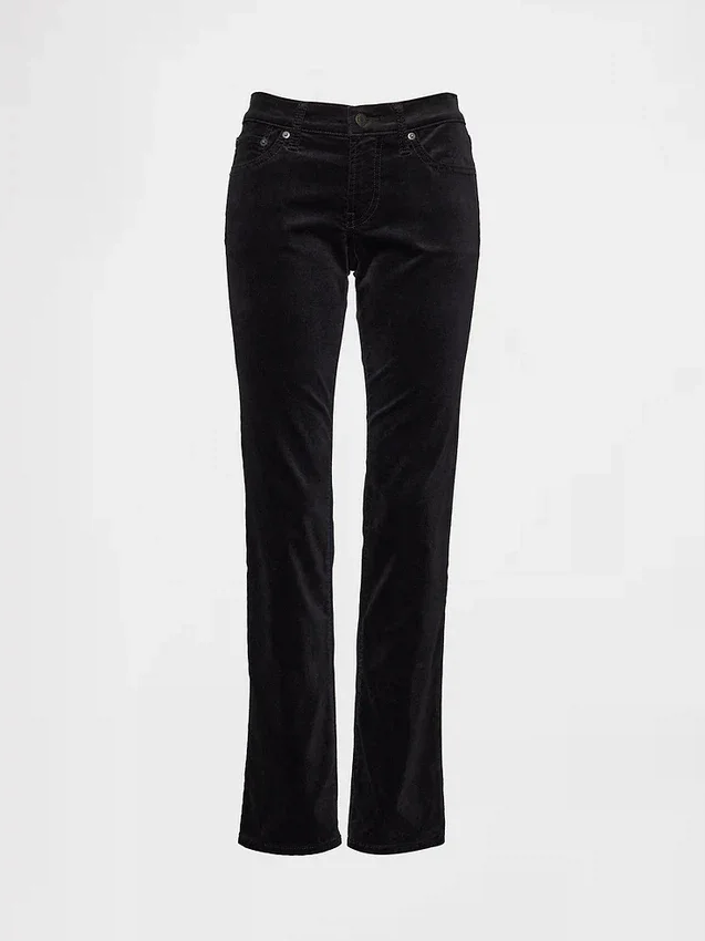 Slim-Straight-Hose aus Samt im 90er-Jahre-Stil mit niedriger Leibhöhe