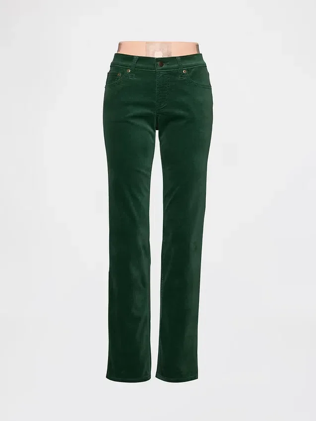 Slim-Straight-Hose aus Samt im 90er-Jahre-Stil mit niedriger Leibhöhe