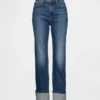Slim-Straight-Jeans im 90er-Jahre-Stil mit hohem Bund und Umschlag