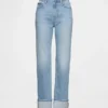 Slim-Straight-Jeans im 90er-Jahre-Stil mit hohem Bund und Umschlag