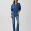 Slim-Straight-Jeans im 90er-Jahre-Stil mit niedriger Leibhöhe