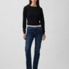 Slim-Straight-Jeans im 90er-Jahre-Stil mit niedriger Leibhöhe