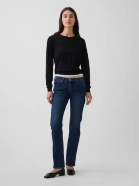 Slim-Straight-Jeans im 90er-Jahre-Stil mit niedriger Leibhöhe