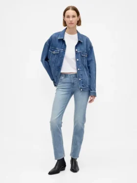 Slim-Straight-Jeans im 90er-Jahre-Stil mit niedriger Leibhöhe