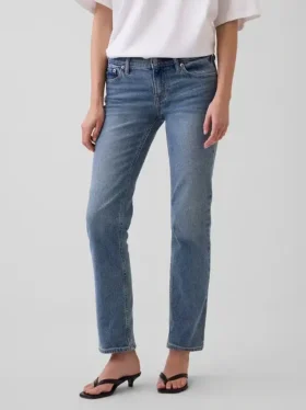 Slim-Straight-Jeans im 90er-Jahre-Stil mit niedriger Leibhöhe