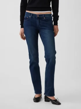 Slim-Straight-Jeans im 90er-Jahre-Stil mit niedriger Leibhöhe