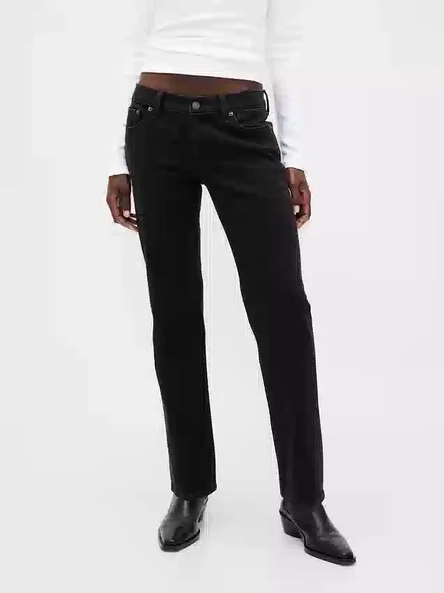 Slim-Straight-Jeans im 90er-Jahre-Stil mit niedriger Leibhöhe