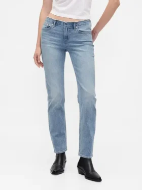Slim-Straight-Jeans im 90er-Jahre-Stil mit niedriger Leibhöhe