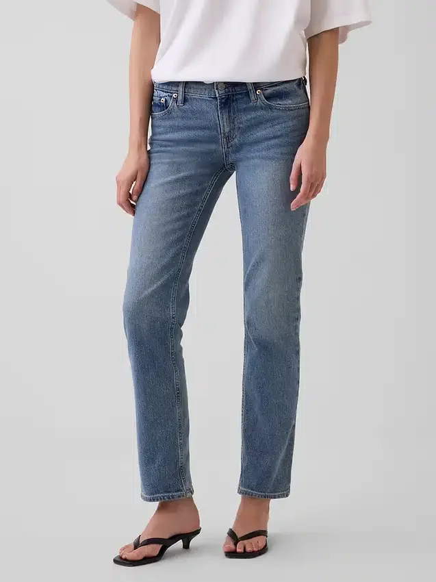 Slim-Straight-Jeans im 90er-Jahre-Stil mit niedriger Leibhöhe