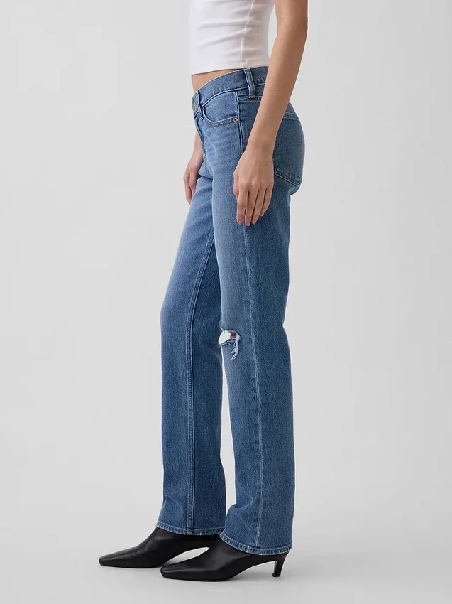 Slim-Straight-Jeans im 90er-Jahre-Stil mit niedriger Leibhöhe