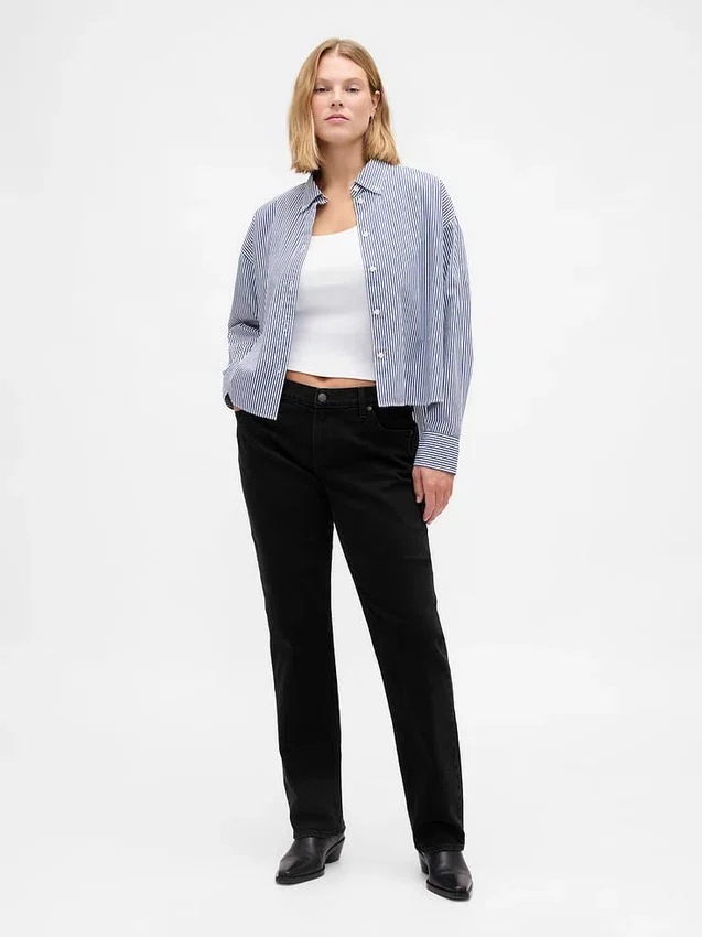 Slim-Straight-Jeans im 90er-Jahre-Stil mit niedriger Leibhöhe