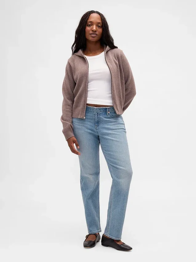 Slim-Straight-Jeans im 90er-Jahre-Stil mit niedriger Leibhöhe