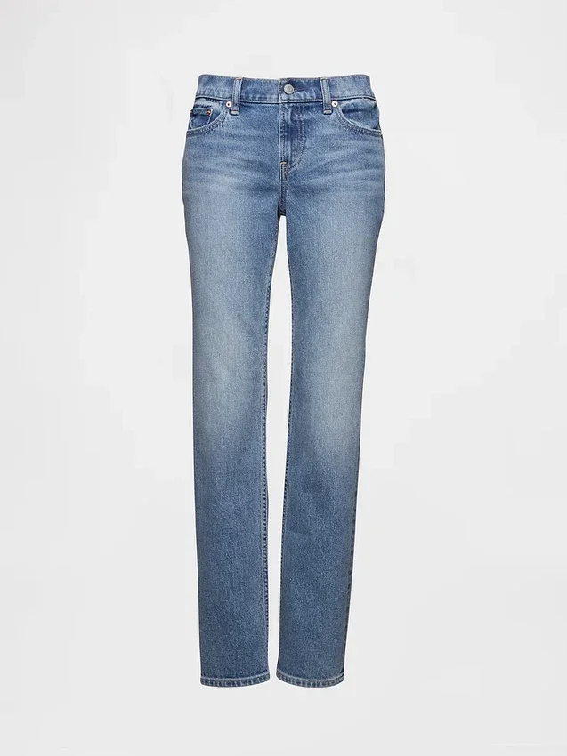 Slim-Straight-Jeans im 90er-Jahre-Stil mit niedriger Leibhöhe