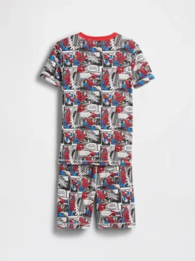 Spider-Man-Pyjama-Set für Kinder mit Shorts aus gebürsteter Bio-Baumwolle