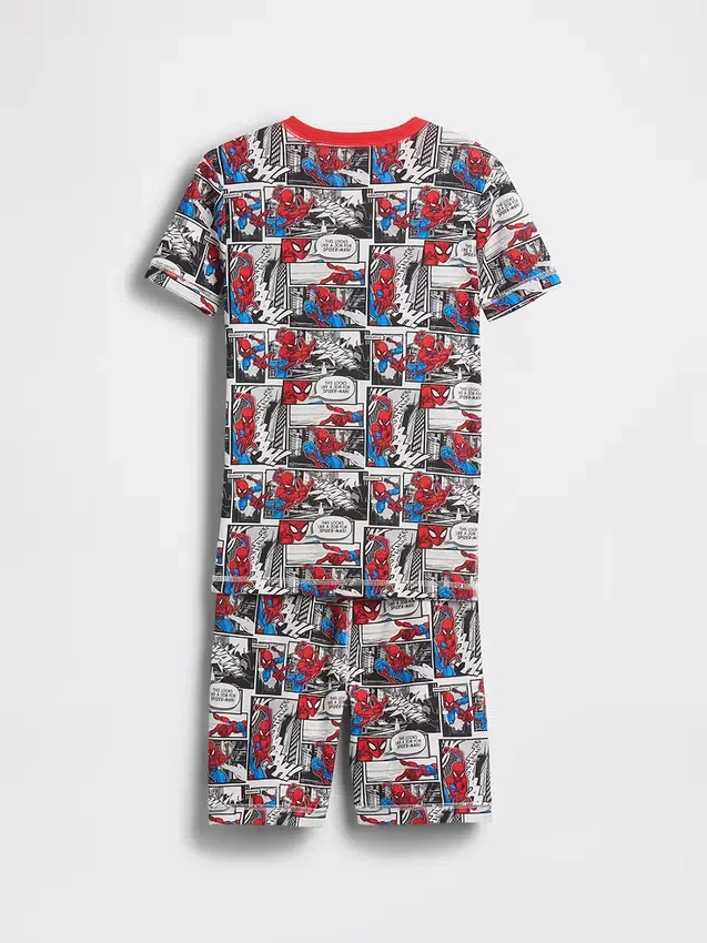Spider-Man-Pyjama-Set für Kinder mit Shorts aus gebürsteter Bio-Baumwolle