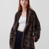 Strickjacke aus Baumwollmischung mit Fransen und Schalkragen