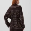 Strickjacke aus Baumwollmischung mit Fransen und Schalkragen