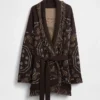 Strickjacke aus Baumwollmischung mit Fransen und Schalkragen