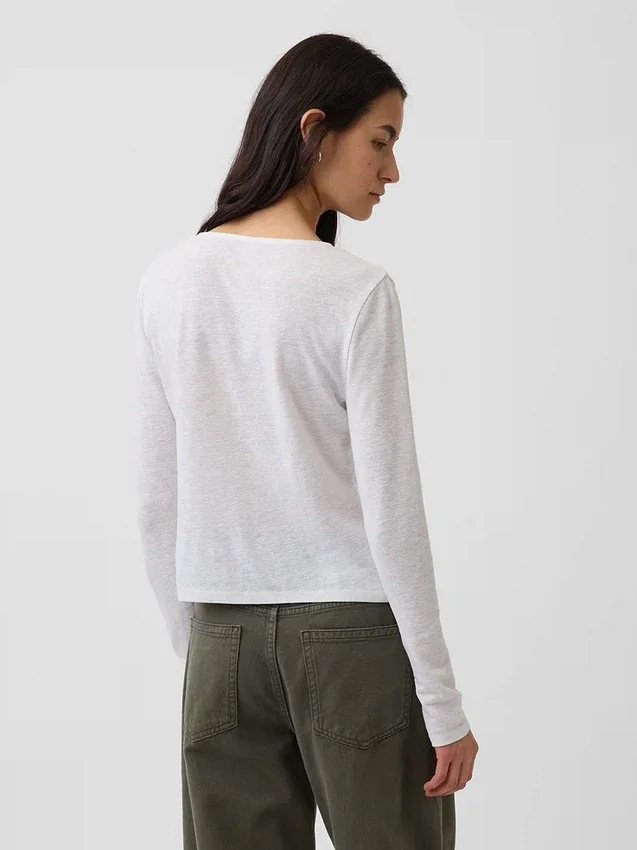 Strickjacke aus Leinenmischung mit Bindeband vorne