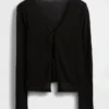 Strickjacke aus Leinenmischung mit Bindeband vorne