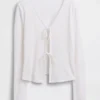 Strickjacke aus Leinenmischung mit Bindeband vorne