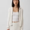 Strickjacke mit Reißverschluss aus 100 % Baumwolle im Zopfmuster