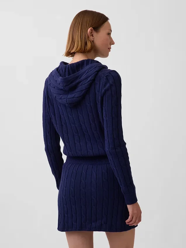 Strickjacke mit Reißverschluss aus 100 % Baumwolle im Zopfmuster