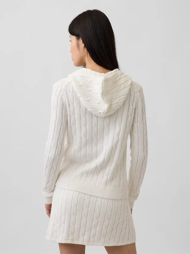 Strickjacke mit Reißverschluss aus 100 % Baumwolle im Zopfmuster