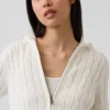 Strickjacke mit Reißverschluss aus 100 % Baumwolle im Zopfmuster