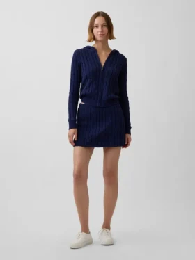 Mini-Skort aus 100 % Baumwolle im Zopfmuster