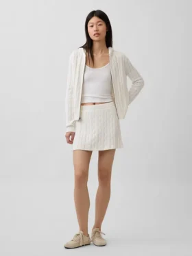 Mini-Skort aus 100 % Baumwolle im Zopfmuster