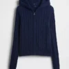 Strickjacke mit Reißverschluss aus 100 % Baumwolle im Zopfmuster