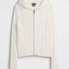 Strickjacke mit Reißverschluss aus 100 % Baumwolle im Zopfmuster