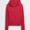 Strickjacke mit Reißverschluss aus 100 % Baumwolle im Zopfmuster
