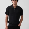 Strukturiertes Polo-Pullover mit Reißverschluss