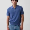 Strukturiertes Polo-Pullover mit Reißverschluss