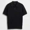 Strukturiertes Polo-Pullover mit Reißverschluss