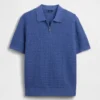 Strukturiertes Polo-Pullover mit Reißverschluss