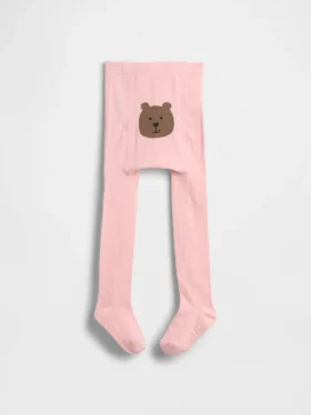 Strumpfhose für Baby & Kleinkind mit Bärenmotiv im Pointelle-Muster