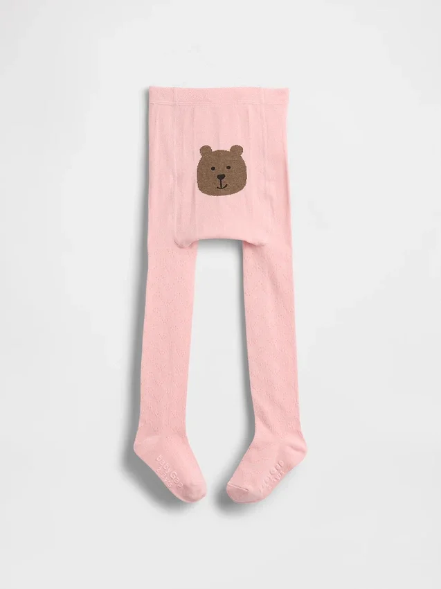 Strumpfhose für Baby & Kleinkind mit Bärenmotiv im Pointelle-Muster