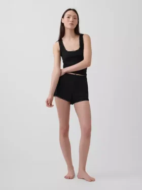 Superweiche Modal-Pyjama-Shorts mit Spitzenbesatz