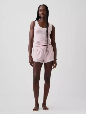 Superweiche Modal-Pyjama-Shorts mit Spitzenbesatz