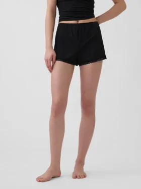 Superweiche Modal-Pyjama-Shorts mit Spitzenbesatz